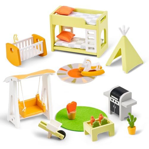 Giant bean Puppenhaus Möbel Set, Holz und Kunststoff Terrassen und Babyzimmer Set, 21 Teiliges Puppenhaus Zubehör Pretend Play Möbel Spielzeug für Jungen, Mädchen und Kleinkinder Wooden Giant bean Puppenhaus Möbel Set, Holz und Kunststoff Terrassen und Babyzimmer Set, 21 Teiliges Puppenhaus Zubehör Pretend Play Möbel Spielzeug für Jungen, Mädchen und Kleinkinder Wooden von Giant bean