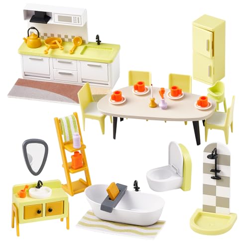 Giant bean Puppenhaus Möbel Set, Küchen und Badezimmer Set aus Holz und Kunststoff, 37 Teiliges Puppenhaus Zubehör Spielzeug für Jungen, Mädchen und Kleinkinder Wooden Giant bean Puppenhaus Möbel Set, Küchen und Badezimmer Set aus Holz und Kunststoff, 37 Teiliges Puppenhaus Zubehör Spielzeug für Jungen, Mädchen und Kleinkinder Wooden von Giant bean