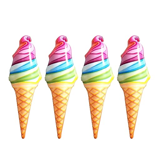 GiantGo Aufblasbare Eistüte, Regenbogenfarben, bunt, groß, riesig, aufblasbar, für Sommer, Strand, Party, Foto-Requisite, 4 Stück von GiantGo