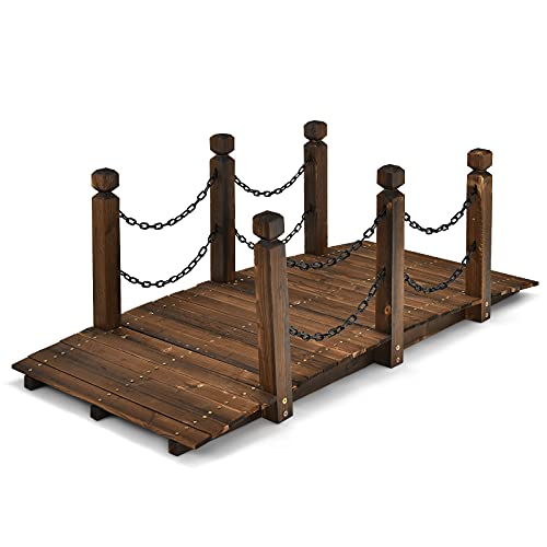 GIANTEX Gartenbrücke aus Holz, Brücke Landschaft, antike Bogenbrücke, dekorative Brücke für Garten, Brücke mit Bogen, Brücke mit Geländer, Tragkraft 120 kg, 150 x 67 x 55 cm GIANTEX Gartenbrücke aus Holz, Brücke Landschaft, antike Bogenbrücke, dekorative Brücke für Garten, Brücke mit Bogen, Brücke mit Geländer, Tragkraft 120 kg, 150 x 67 x 55 cm von GIANTEX
