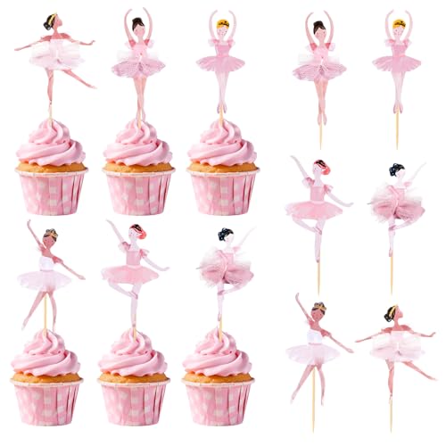 Giantree 36 Stück Ballerina Cupcake Toppers, Rosa Ballettrock Design Ballerina Geburtstag Deko Ballett Mädchen Cupcake Deko für Kinder Baby Party Geburtstag Party Kuchen Dekoration Giantree 36 Stück Ballerina Cupcake Toppers, Rosa Ballettrock Design Ballerina Geburtstag Deko Ballett Mädchen Cupcake Deko für Kinder Baby Party Geburtstag Party Kuchen Dekoration von Giantree