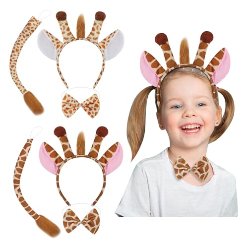 Gibocot 2 Sets Giraffe Kostüm Zubehör für Kinder Erwachsene, inklusive Giraffenohren Stirnband Schwanz Fliege, Dschungel Tier Giraffe Verkleidung Outfit für Karneval Weltbuchtag Geburtstag Cospaly Gibocot 2 Sets Giraffe Kostüm Zubehör für Kinder Erwachsene, inklusive Giraffenohren Stirnband Schwanz Fliege, Dschungel Tier Giraffe Verkleidung Outfit für Karneval Weltbuchtag Geburtstag Cospaly von Gibocot