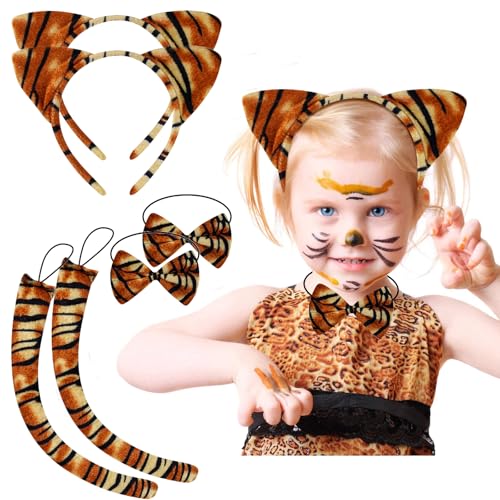 Gibocot 2 Sets Tiger-Kostüm-Zubehör für Kinder und Erwachsene, inklusive Tigerohren, Stirnband, Schwanz, Fliege, Fasching-Outfit für Karneval, Welttag des Buches, Zirkus, Geburtstag, Party, Cospaly Gibocot 2 Sets Tiger-Kostüm-Zubehör für Kinder und Erwachsene, inklusive Tigerohren, Stirnband, Schwanz, Fliege, Fasching-Outfit für Karneval, Welttag des Buches, Zirkus, Geburtstag, Party, Cospaly von Gibocot