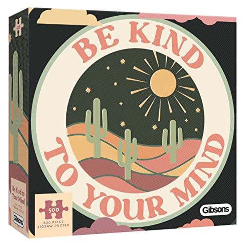Be Kind to Your Mind 500 Teile Puzzle | OMG Kitty Illustration | Achtsamkeit | Nachhaltiges Puzzle für Erwachsene | Premium 100% recyceltes Brett | Gibsons Games von Gibsons