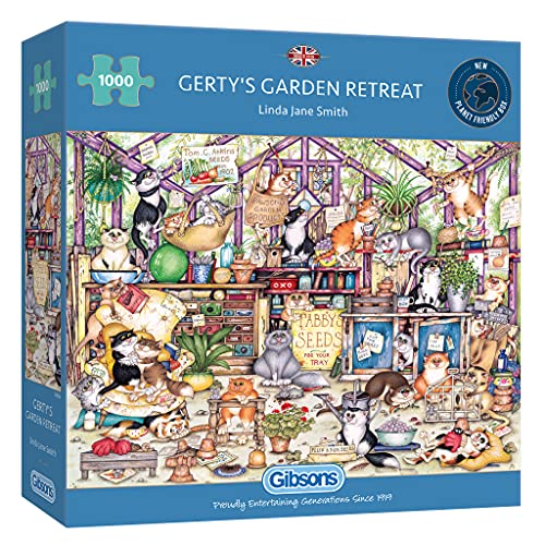 Gibsons Gerty's Garden Retreat 1000 Teile Nachhaltiges Puzzle Premium 100% Recyclingbrett | Tolles Geschenk für Erwachsene Spiele von Gibsons