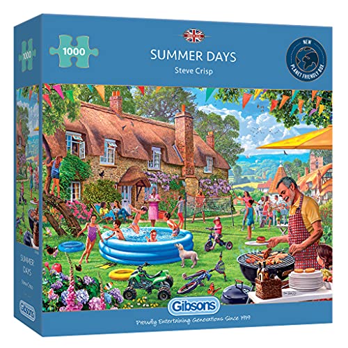 Gibsons Sommertage 1000 Teile Nachhaltiges Puzzle Premium 100% Recyclingbrett | Tolles Geschenk für Erwachsene Spiele von Gibsons