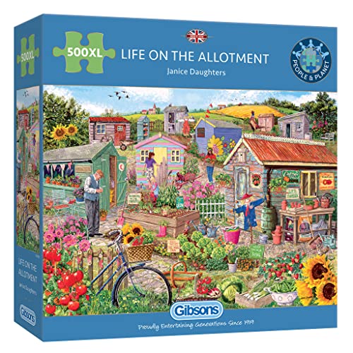 Life on the Allotment 500XL Piece Jigsaw Puzzle | Großes Puzzleteil | Nachhaltiges Puzzle für Erwachsene | Premium 100% Recycled Board | Tolles Geschenk für Erwachsene | Gibsons Games von Gibsons