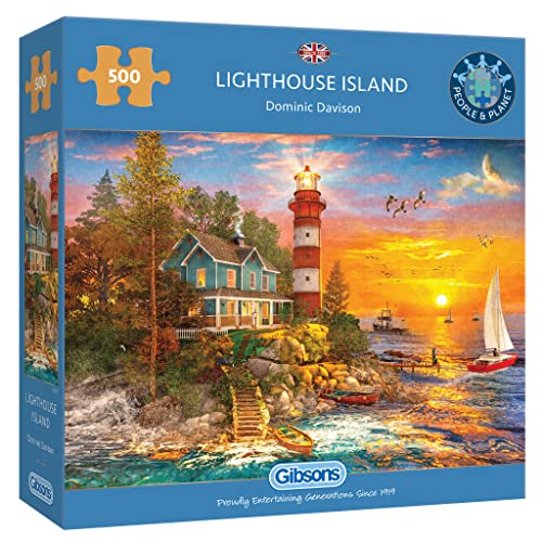 Lighthouse Island 500 Teile Puzzle | Nachhaltiges Puzzle für Erwachsene | Premium 100% recyceltes Brett | Tolles Geschenk für Erwachsene | Gibsons Games von Gibsons