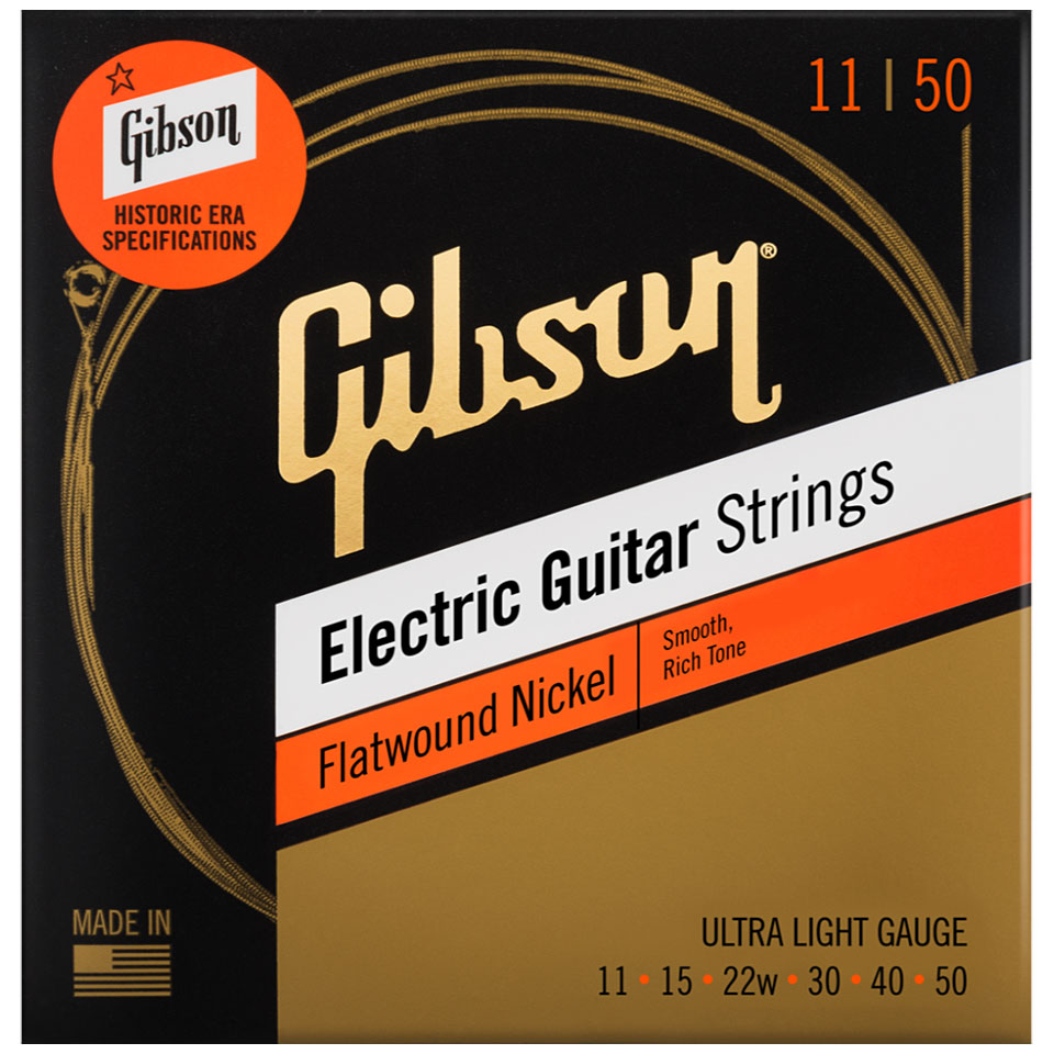 Gibson SEG-FW11, UL 011-050, Flatwound Saiten E-Gitarre von Gibson