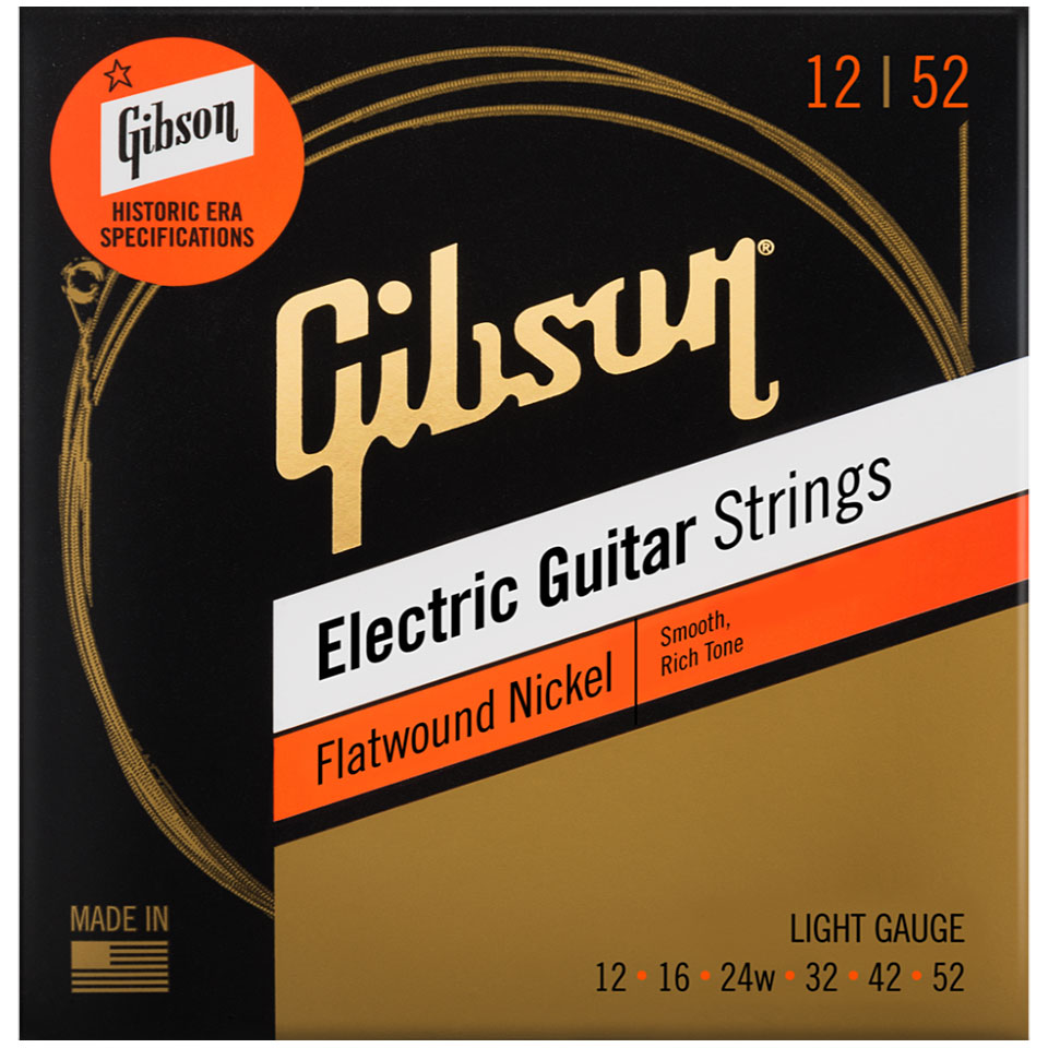 Gibson SEG-FW12, L 012-052, Flatwound Saiten E-Gitarre von Gibson