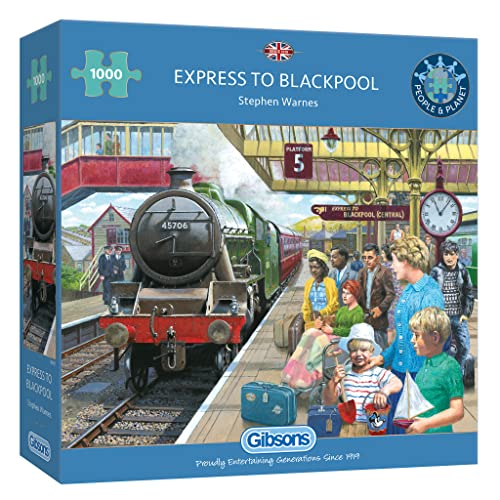 Express to Blackpool 1000 Teile Puzzle | Zugpuzzle | Nachhaltiges Puzzle für Erwachsene | Premium 100% recyceltes Brett | Tolles Geschenk für Erwachsene | Gibsons Games von Gibsons