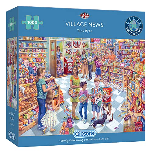 Village News 1000-teiliges Puzzle, Shop-Puzzle, nachhaltiges Puzzle, 100 % recyceltes Premium-Puzzle für Erwachsene, tolles Geschenk für Erwachsene, Gibsons Games von Gibsons