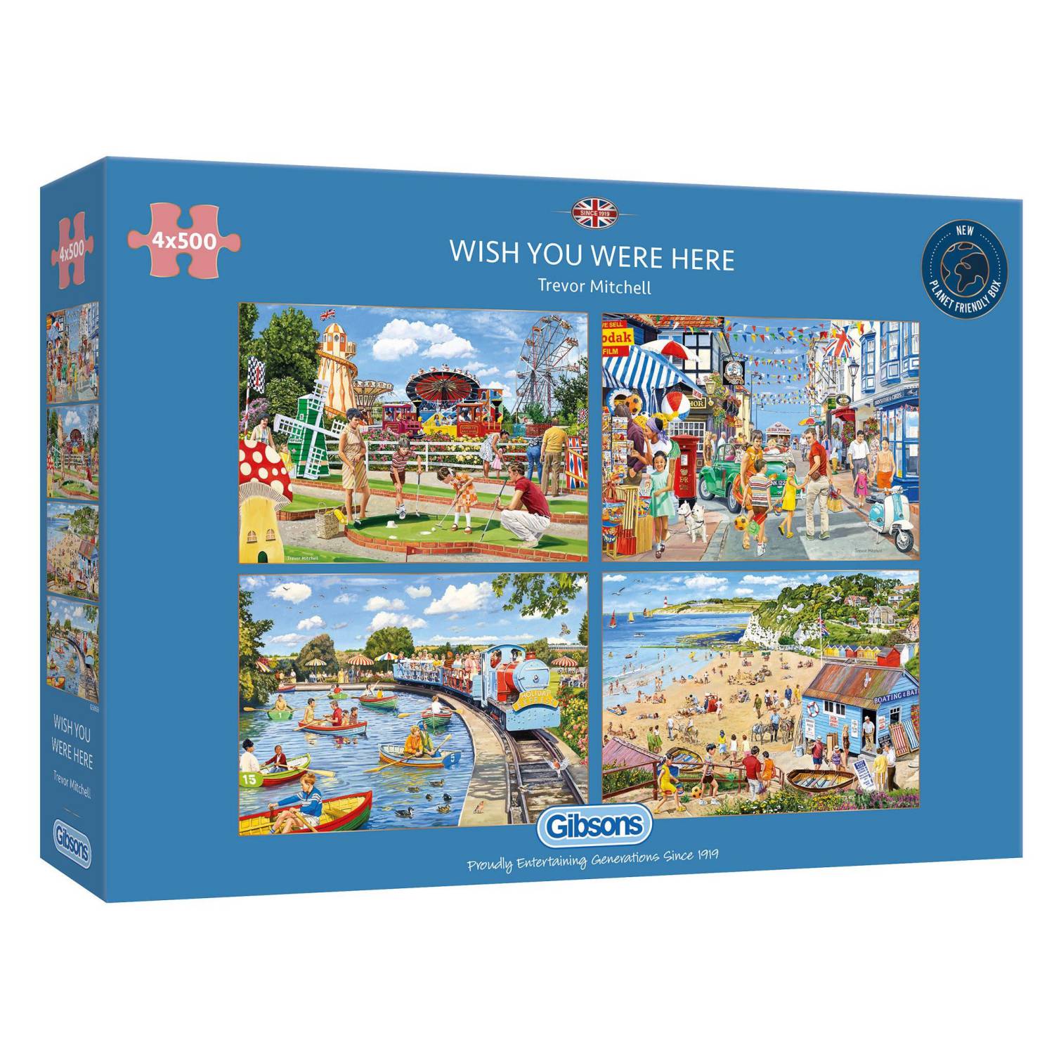 Gibsons Puzzle 4 x 500 Teile - Wish You Were Here - von Gibsons Puzzle
