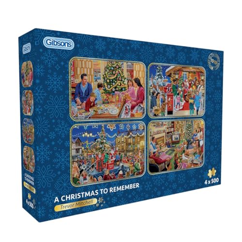 A Christmas to Remember | 4 x 500 Teile Puzzles | Weihnachten Multi-Box-Puzzle | Nachhaltiges Puzzle für Erwachsene | 100% recyceltes Premium-Pad | Tolles Geschenk für Erwachsene | Gibsons Games von Gibsons