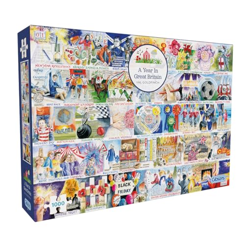 A Year in Great Britain 1000 Teile Puzzle | Britische Nostalgie Puzzle | Nachhaltiges Puzzle für Erwachsene | Premium 100% recyceltes Brett | Tolles Geschenk für Erwachsene | Gibsons Games von Gibsons