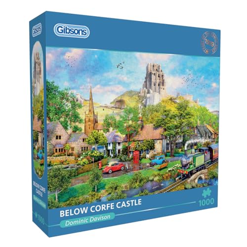 Gibsons Below Corfe Castle 1000 Teile Puzzle | Nachhaltiges Puzzle auf dem Land | Premium 100% recyceltes Brett | Erwachsenenpuzzle Geschenk von Gibsons