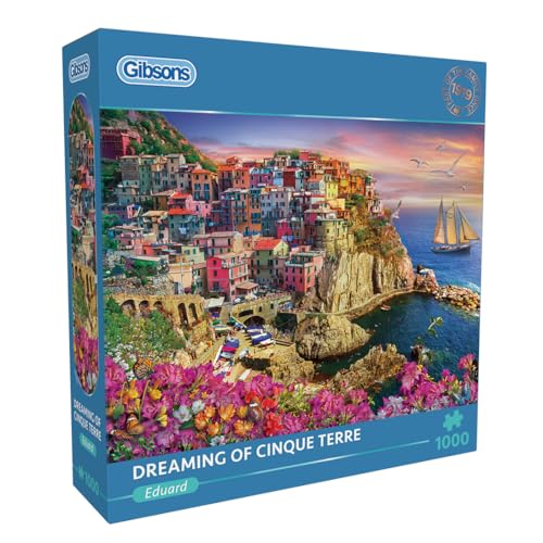 Gibsons Games - Cinque Terre Sunset Puzzle 1000 Teile - 100% recyceltes Brett | Nachhaltige Spiele für Erwachsene von Gibsons
