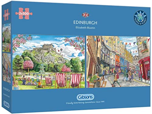 Edinburgh 2x500 Teile Puzzle | Nachhaltiges Puzzle für Erwachsene | Premium 100% recyceltes Brett | Tolles Geschenk für Erwachsene | Gibsons Spiele von Gibsons