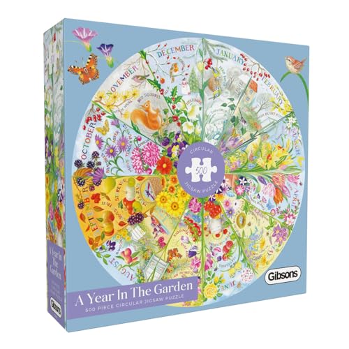 Ein Jahr im Garten Kreis | 500-teiliges Kreispuzzle | Naturjahres-Puzzle | Nachhaltiges Puzzle für Erwachsene | 100% recyceltes Premium-Pad | Tolles Geschenk für Erwachsene | Gibsons Games von Gibsons