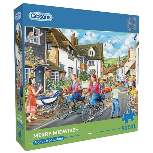 Frohe Hebammen Extragroßes Puzzle, 500XL Puzzle, Dorf-Nostalgie-Puzzle, extra großes Puzzle, Puzzle, für Erwachsene, 100 % recyceltes Premium-Karton, tolles Geschenk für Erwachsene, Gibsons Games B, C von Gibsons