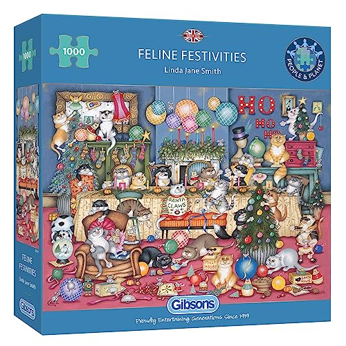 Feline Festivities |1000 Piece Christmas Jigsaw Puzzle | Sustainable Puzzle for Adults | Premium 100% Recycled Board | Great Gift for Adults | Gibsons Games von Gibsons