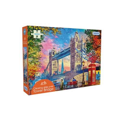 Gibsons 1000-teiliges Puzzle, Motiv: Klärhimmel über der Turmbrücke, schönes buntes Kunstwerk, Londoner Skyline, nachhaltiges Puzzle für Erwachsene und Teenager, hochwertiges 100 % recyceltes Brett Gibsons 1000-teiliges Puzzle, Motiv: Klärhimmel über der Turmbrücke, schönes buntes Kunstwerk, Londoner Skyline, nachhaltiges Puzzle für Erwachsene und Teenager, hochwertiges 100 % recyceltes Brett von Gibsons