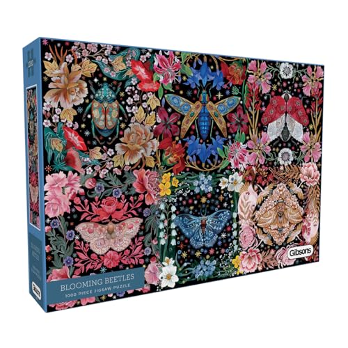 Gibsons Blooming Beetles 1000 Teile Puzzle Schöne Bunte Schmetterlinge Motten Jigsaw White Logo Collection Nachhaltiges Puzzle für Erwachsene Premium 100% Recyceltes Board Tolles Geschenk von Gibsons