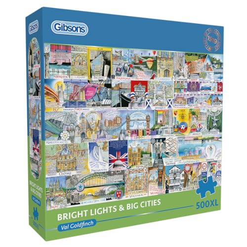 Gibsons Bright Lights & Big Cities | 500XL Puzzle, extra großes Puzzle, Puzzle, für Erwachsene, Val Goldfinch Europa, Sehenswürdigkeiten, nachhaltig, Premium, 100% recyceltes Brett, tolles Geschenk Gibsons Bright Lights & Big Cities | 500XL Puzzle, extra großes Puzzle, Puzzle, für Erwachsene, Val Goldfinch Europa, Sehenswürdigkeiten, nachhaltig, Premium, 100% recyceltes Brett, tolles Geschenk von Gibsons