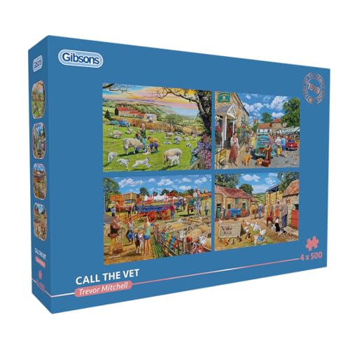 Gibsons Call the Vet Puzzle-Set, 4 x 500 Teile, Multi-Box, 4er-Set, nachhaltiges Puzzle, für Erwachsene, Teenager, hochwertiges 100% recyceltes Brett, tolles Geschenk, Gibsons Games Gibsons Call the Vet Puzzle-Set, 4 x 500 Teile, Multi-Box, 4er-Set, nachhaltiges Puzzle, für Erwachsene, Teenager, hochwertiges 100% recyceltes Brett, tolles Geschenk, Gibsons Games von Gibsons