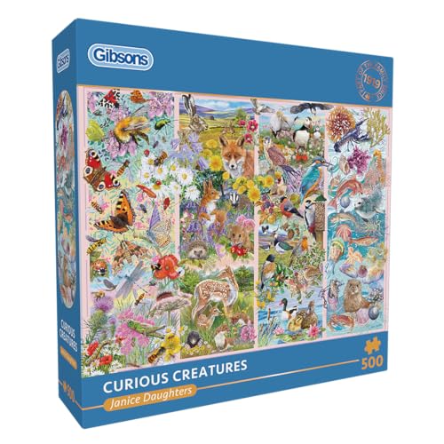 Gibsons Curious Creatures 500-teiliges Puzzle, schöne bunte Tierwelt, botanische Natur, nachhaltiges Puzzle für Erwachsene, Teenager, hochwertiges 100% recyceltes Brett, tolles Geschenk, Gibsons Games von Gibsons