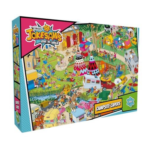 Gibsons Jokesaws Campingplatz-Puzzle, 1000 Teile, buntes Comedy-Kunstwerk, Liebe zum Lachen, nachhaltiges Gibsons für Erwachsene, Teenager, 100 % recyceltes Brett, tolles Geschenk, Gibsons Spiele von Gibsons