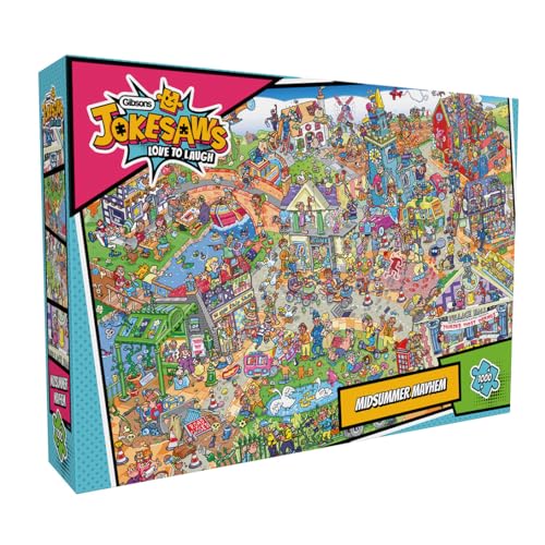 Gibsons Jokesaws Midsummer Mayhem 1000-teiliges Puzzle, lustiges Cartoon-Kunstwerk-Puzzle, nachhaltiges Puzzle für Erwachsene, Teenager, 100 % recyceltes Premium-Karton, tolles Geschenk, Gibsons Games Gibsons Jokesaws Midsummer Mayhem 1000-teiliges Puzzle, lustiges Cartoon-Kunstwerk-Puzzle, nachhaltiges Puzzle für Erwachsene, Teenager, 100 % recyceltes Premium-Karton, tolles Geschenk, Gibsons Games von Gibsons