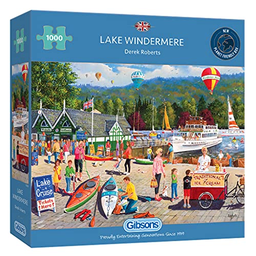 Gibsons Lake Windermere 1000 Teile Nachhaltiges Puzzle Premium 100% Recyclingboard | Tolles Geschenk für Erwachsene Spiele von Gibsons