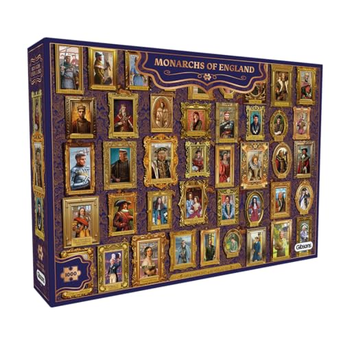 Gibsons Monarchs of England 1000-teiliges Puzzle, Königinnen, Englische Königinnen, Krone, buntes Kunstwerk, nachhaltiges Puzzle für Erwachsene und Teenager, hochwertiges 100 % recyceltes Brett, Gibsons Monarchs of England 1000-teiliges Puzzle, Königinnen, Englische Königinnen, Krone, buntes Kunstwerk, nachhaltiges Puzzle für Erwachsene und Teenager, hochwertiges 100 % recyceltes Brett, von Gibsons