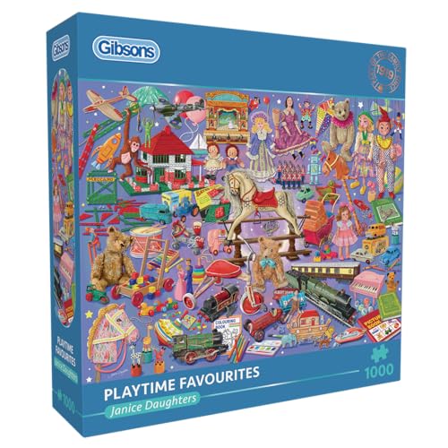 Gibsons Playtime Favourites 1000 Teile Puzzle, nostalgisches Kinderspielzeug, nachhaltiges Puzzle für Erwachsene | 100% recyceltes Premium-Puzzle | Tolles Geschenk für Erwachsene | Gibsons Games von Gibsons