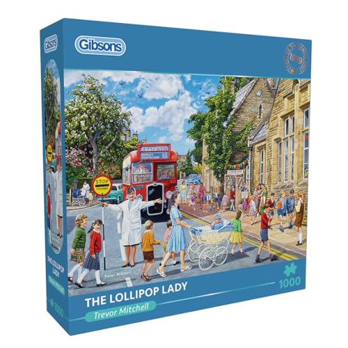 Gibsons Games The Lollipop Lady 1000 Teile Nostalgisches Puzzle | Nachhaltiges Puzzle für Erwachsene | Premium Recyclingkarton von Gibsons
