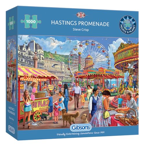 Gibsons Hastings Promenade 1000-teiliges Puzzle, Meeresnostalgie, nachhaltiges Puzzle für Erwachsene und Teenager, hochwertiges 100% recyceltes Brett, tolles Geschenk, Gibsons Games von Gibsons