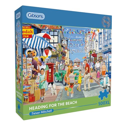 Heading for the Beach | 500XL Puzzle, Nostalgisches Puzzle, extra großes Puzzle, 100 % recyceltes Premium-Puzzle für Erwachsene, tolles Geschenk für Erwachsene, Gibsons Games von Gibsons