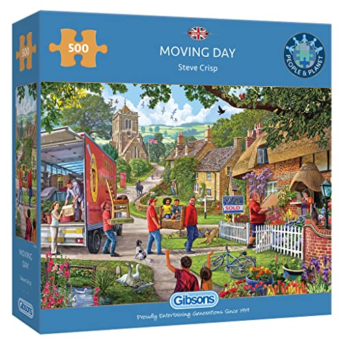 Moving Day 500-teiliges Puzzle, Steve Crisp Puzzle, nachhaltiges Puzzle, 100 % recyceltes Premium-Puzzle, tolles Geschenk für Erwachsene, Gibsons Games von Gibsons