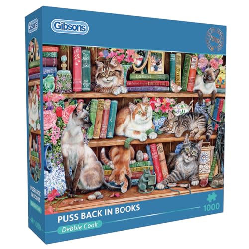 Gibsons Puss in Books Katzen-Puzzle, 1000 Teile, nachhaltig, 100 % recyceltes Premium-Karton, tolles Geschenk für Erwachsene von Gibsons