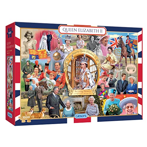 Queen Elizabeth II 1000 Teile Puzzle | Königin Puzzle | Nachhaltiges Puzzle für Erwachsene | Premium 100% recyceltes Brett | tolles Geschenk für Erwachsene | Gibsons Spiele von Gibsons