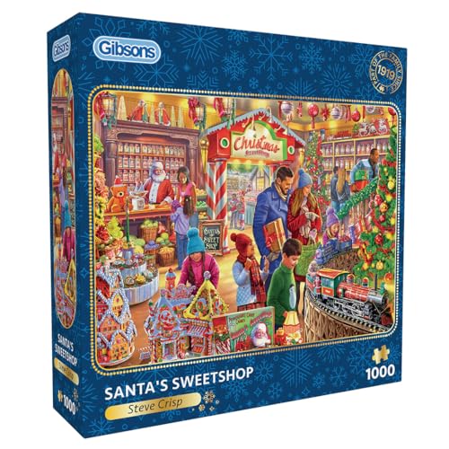 Gibsons Santa's Sweetshop 1000-teiliges Weihnachtspuzzle, Nachhaltiges Puzzle für Erwachsene, Premium-Puzzle 100% recyceltes Brett, tolles Geschenk für Erwachsene von Gibsons