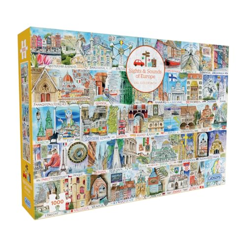 Sights & Sounds of Europe 1000 Teile Puzzle, Val Goldfinch Puzzle, nachhaltiges Puzzle für Erwachsene, 100% recyceltes Premium-Karton, tolles Geschenk für Erwachsene, Gibsons Games Sights & Sounds of Europe 1000 Teile Puzzle, Val Goldfinch Puzzle, nachhaltiges Puzzle für Erwachsene, 100% recyceltes Premium-Karton, tolles Geschenk für Erwachsene, Gibsons Games von Gibsons
