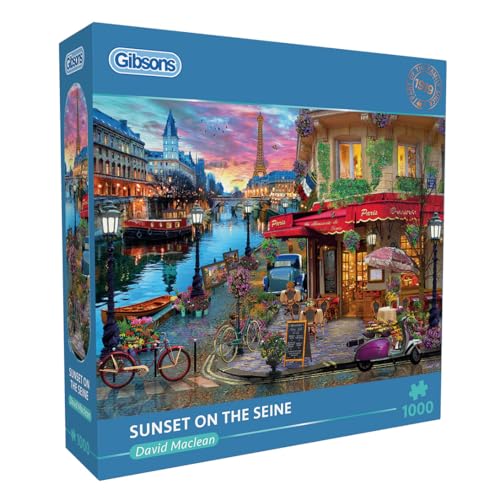Gibsons 1000 Teile Puzzle Sonnenuntergang auf der Seine - Premium 100% recyceltes Brett - Nachhaltiges Puzzle für Erwachsene - Tolles Geschenk von Gibsons