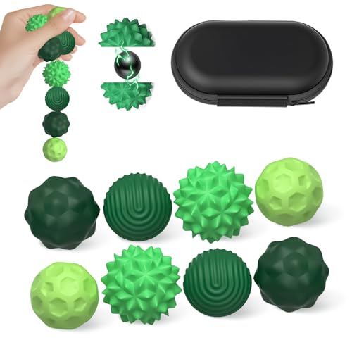 8 Stück Magnetische Fidget Toys, Anti Stress Spielzeug mit Silikonhülle, Magnetkugeln Stressball Silikon Sensorik Spielzeug, Anti Stress Ball für Kinder und Erwachsene (Grün) von Gicctyble