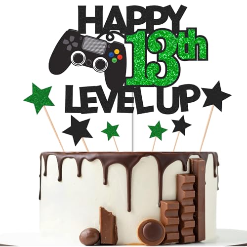 Gidobo Kuchendekoration zum 13. Geburtstag, glitzernde Kuchendekorationen mit Controller-Thema, dreizehn Jahre altes Videospiel, Geburtstagsparty-Zubehör für Jungen Gidobo Kuchendekoration zum 13. Geburtstag, glitzernde Kuchendekorationen mit Controller-Thema, dreizehn Jahre altes Videospiel, Geburtstagsparty-Zubehör für Jungen von Gidobo