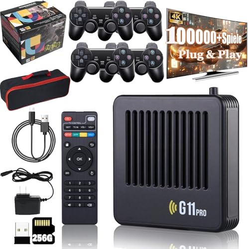 G11 Pro Konsole, 4k HD Retrowave G11 Pro, Retro Wave, Retrowave G11 Pro 100000 Spiele, Retro Konsole - Das Original, Retro Spielekonsole, Portable Plug & Play Video Games (256g-mit 4 Griffen) von Gienslru