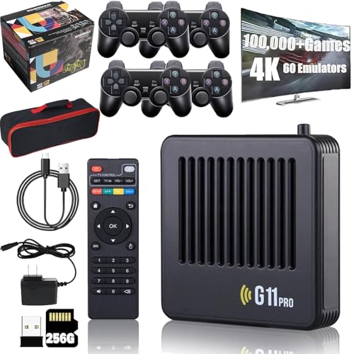 G11 Pro - Retrowave G11 Pro, 4k HD G11 Pro 100000 Spiele, G11 Pro Konsole - Das Original, Retro Wave G11 Pro 256gb, Portable Plug & Play Video Games with 4 Wireless Controllers (256g-mit 4 Griffen) von Gienslru