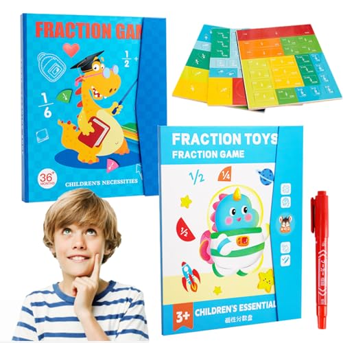 Gienslru 102 Pieces Bruchrechnen Lernhilfe, Magnetische Bruchscheibe, Rechenmeister Magnet Mathe Spiel, Bruchrechnen Lernhilfe Magnetisch, Maths Break Calculation Material, Demonstrator (A) von Gienslru