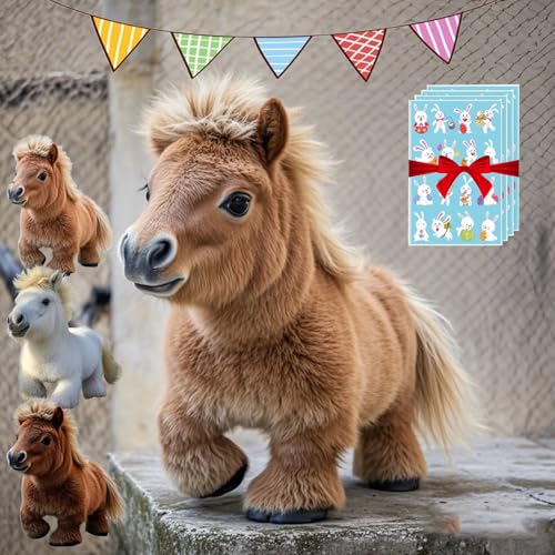 Gienslru My Realistic Robot Pony Walks - Just Like The Real Thing, Interactive Soft Horse Doll Plush Animal, Barks, Wags Its Tail, Soooo Realistic Robot Pony (Brown) von Gienslru
